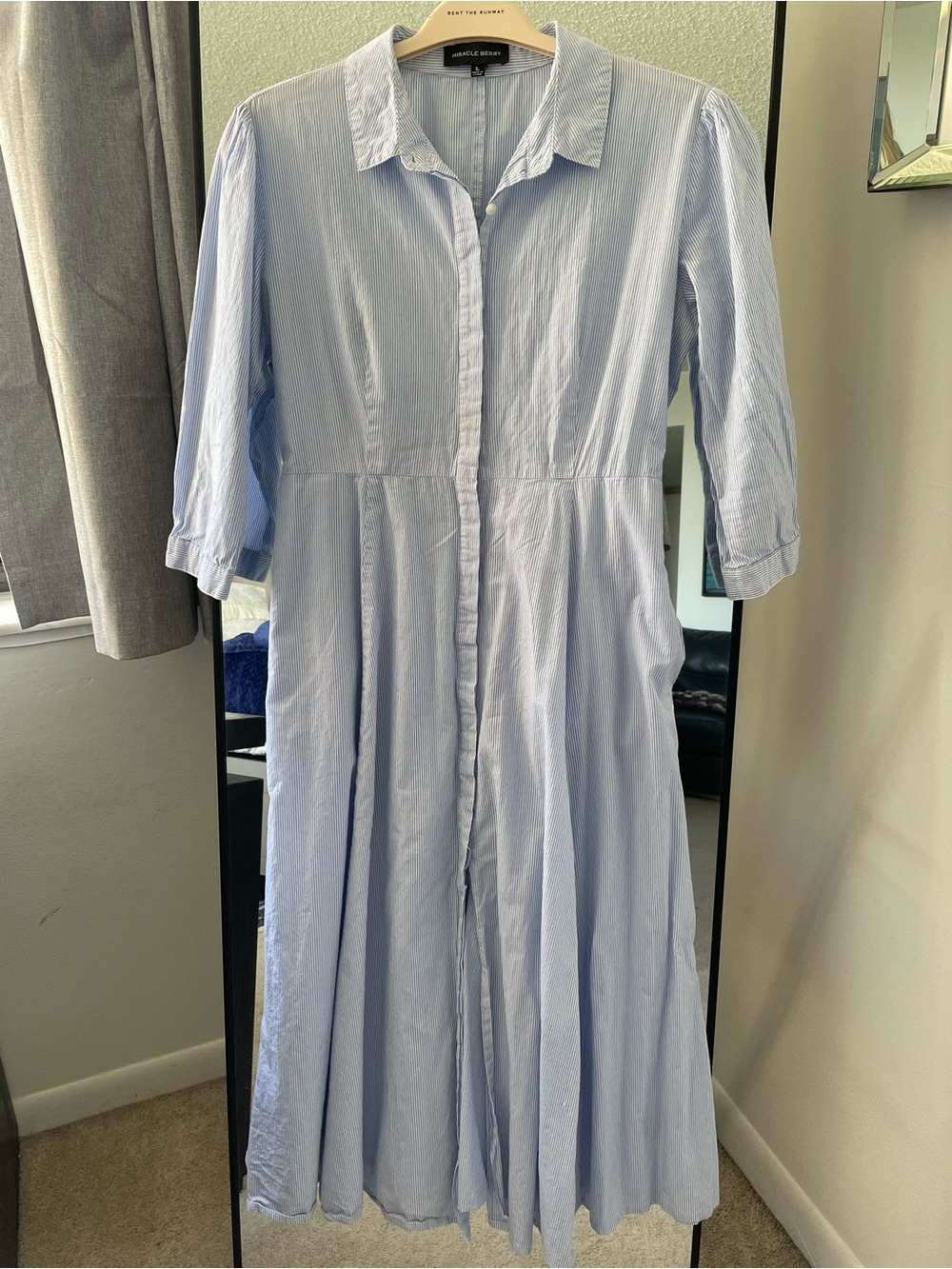 Miracle Berry Light Blue Collared Shirt Dress